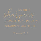 As iron sharpens iron, so one person sharpens another. -  Proverbs 27:17