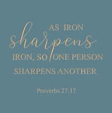 As iron sharpens iron, so one person sharpens another. -  Proverbs 27:17
