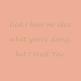 God, I have no idea what you're doing, but I trust You.