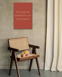 Plywood Christian wall plaque - "All things are possible for one who believes"