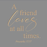 A friend loves at all times - Proverbs 17:17