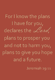 For I know the plans I have for you- Jeremiah 29:11